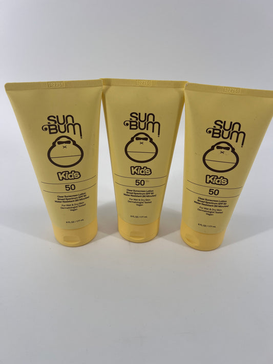 Sun Bum Kids Clear Sunscreen Lotion SPF 50 Exp 2024/2025 Lot of 3 - 6 OZ